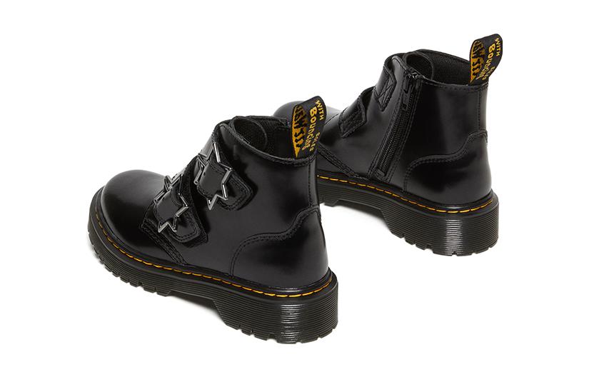 Shop (Preschool) Dr. Martens Leather Low Top 'Black Star' 27627001