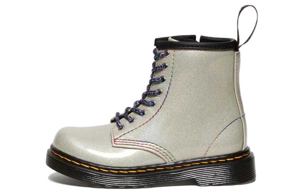 (Preschool) Dr. Martens Mid-Top Leather Boots 'Silver' 27913040
