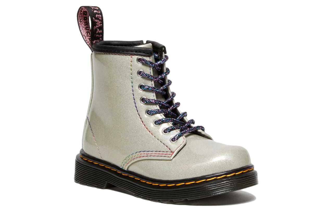 Order (Preschool) Dr. Martens Mid-Top Leather Boots 'Silver' 27913040