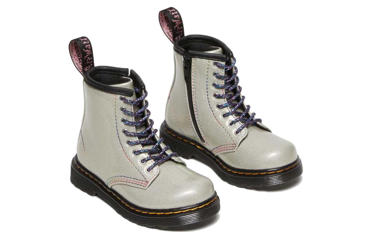Lookbook (Preschool) Dr. Martens Mid-Top Leather Boots 'Silver' 27913040