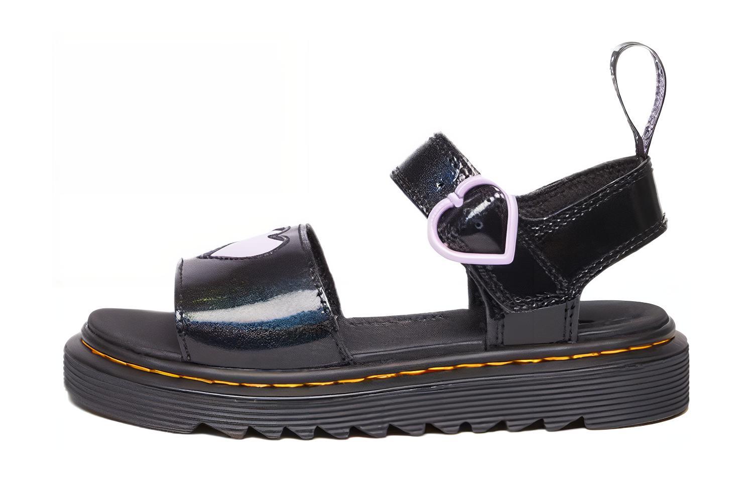 (Preschool) Dr. Martens Synthetic Leather Open-Toe Buckle Sandals 'Black' 30751001