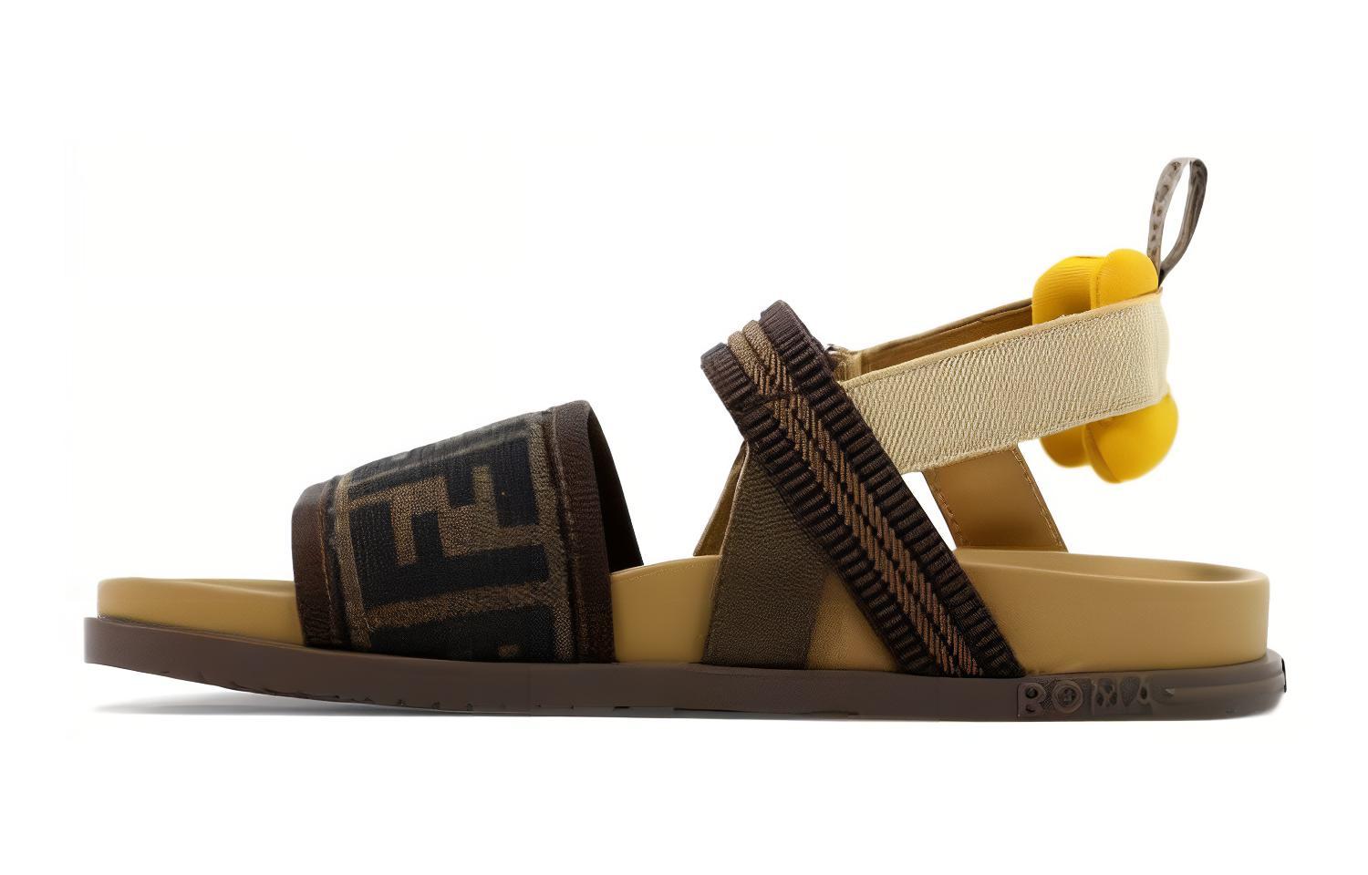 Buy (PS) Sandalias Planas de Tela Fendi FF 'Tobacco' JMR437ALJFF1JGO