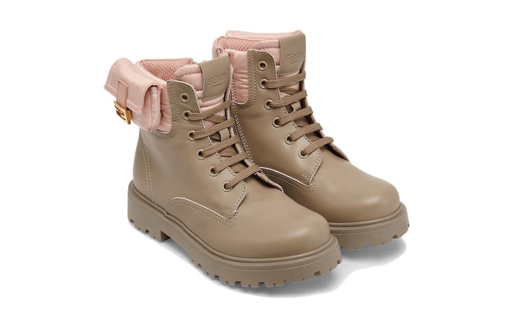 Lookbook FENDI芬迪 皮革 百搭時尚 短靴 兒童 米色