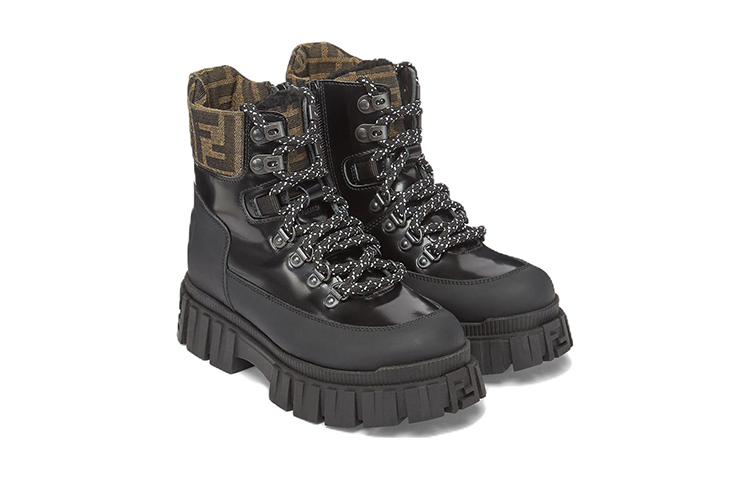 Lookbook (PS) Sepatu Bot Fendi Kulit Hitam Fashion Tali Depan JMR435AKXKF0HEB