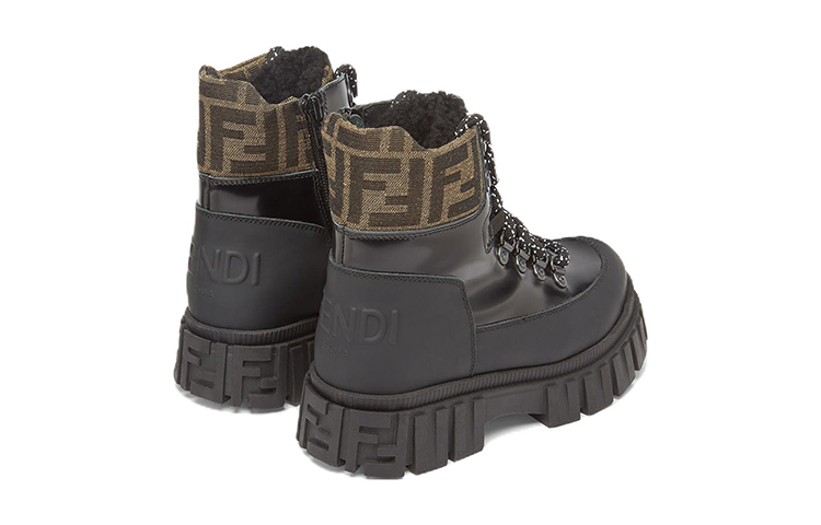 Shop (PS) Sepatu Bot Fendi Kulit Hitam Fashion Tali Depan JMR435AKXKF0HEB