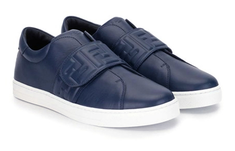 Lookbook (PS) 펜디 네이비 블루 가죽 로우탑 스니커즈 JMR312A9SWF0QR3