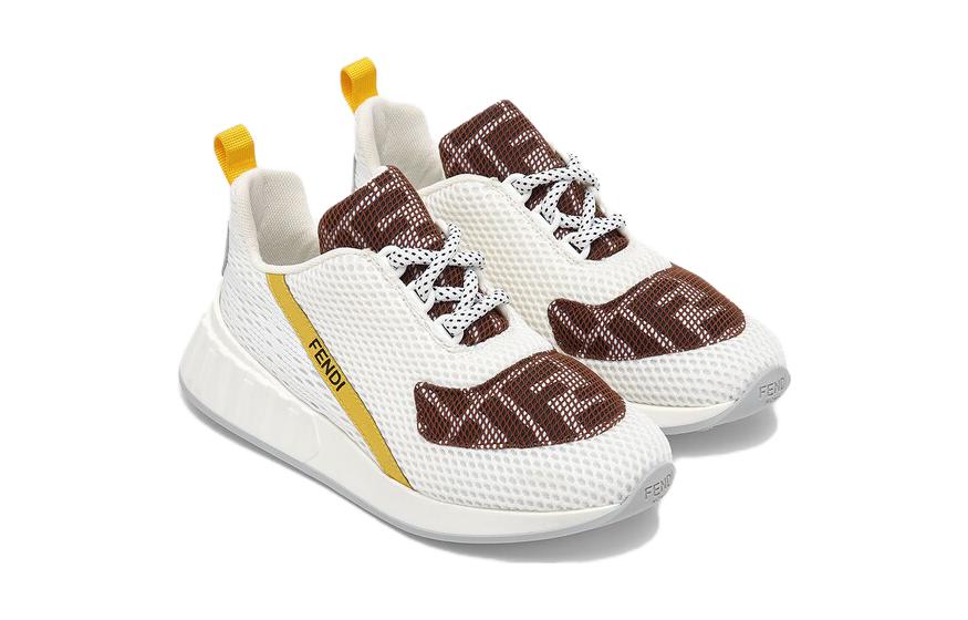Lookbook 兒童 FENDI 芬迪 牛皮 舒適簡約 低幫 兒童跑步鞋 白色
