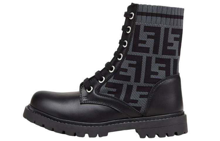 (Preschool) Fendi Leather Martin Boots 'Black' JMR382AEGPF1D0I