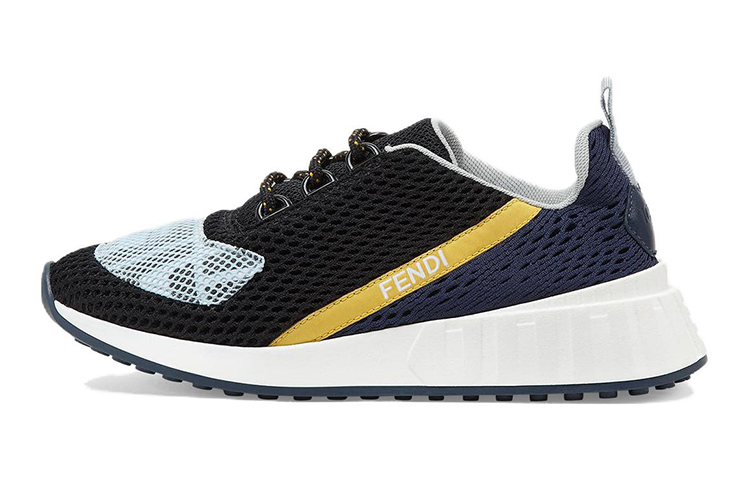(PS) Fendi Low-Top Mesh Sneaker with Logo 'Black Blue'