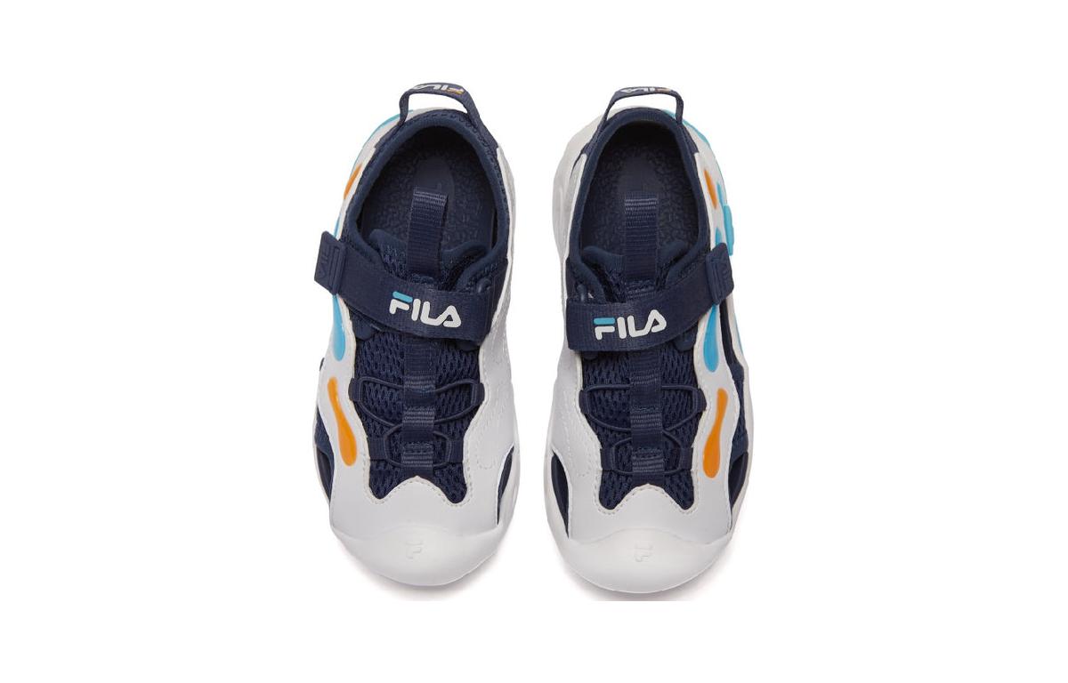 Shop 中童 FILA斐乐 耐磨減震兒童涼鞋 藍白
