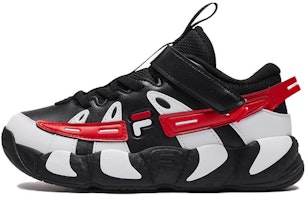 (Preschool) FILA Basketball Low 'Croissant Black White Red' K14B411201FBK (Preschool) FILA Basketball Low 'Croissant Black White Red' K14B411201FBK