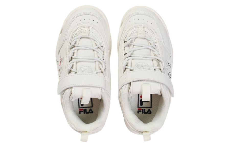 Shop 兒童 FILA斐樂 Kids Disruptor 2 防滑耐磨 低幫 運動休閒鞋 米白色