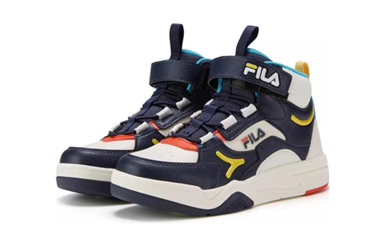 Lookbook 大童 FILA斐樂 休閒舒適 耐磨防滑 高幫 兒童板鞋 深漿灰奶白