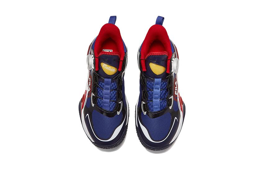 Order 大童 FILA斐樂 旋鈕 舒適 防滑透氣 中筒 兒童籃球鞋 紅白藍