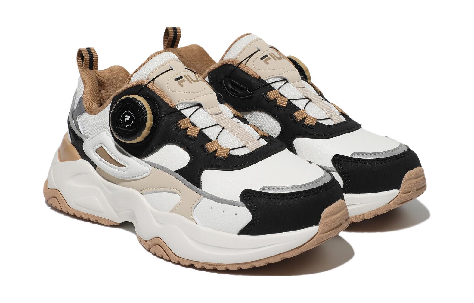 Lookbook 兒童 FILA斐樂 Raypride Dial Lt Kd 舒適運動 防滑耐磨 低筒 兒童跑步鞋 米黑 韓版