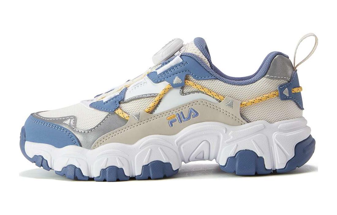 Buy 大童 FILA斐樂 貓爪 旋轉扣 防滑耐磨 低幫 兒童跑步鞋 白藍