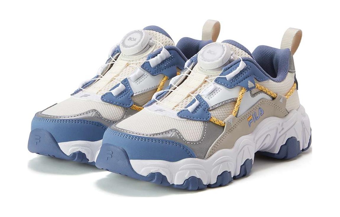 Lookbook 大童 FILA斐樂 貓爪 旋轉扣 防滑耐磨 低幫 兒童跑步鞋 白藍