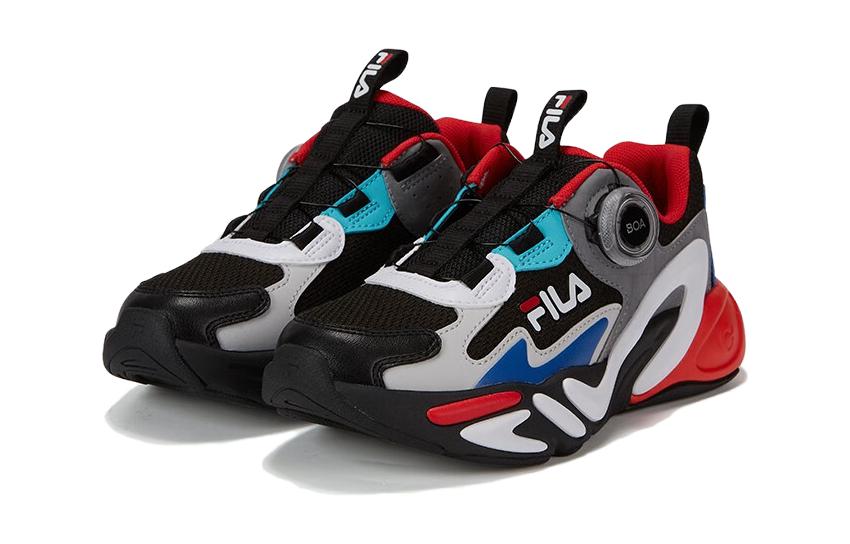 Order 大童 FILA 斐樂 舒適百搭 防滑減震 低幫 兒童跑步鞋 黑藍色