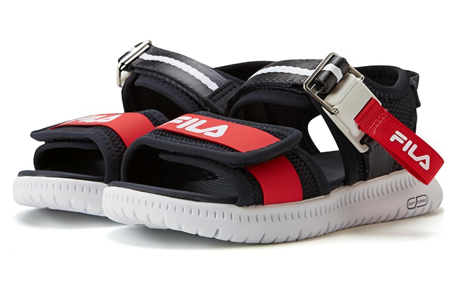 Lookbook 中童 FILA 斐樂 防滑耐磨兒童涼鞋 黑紅