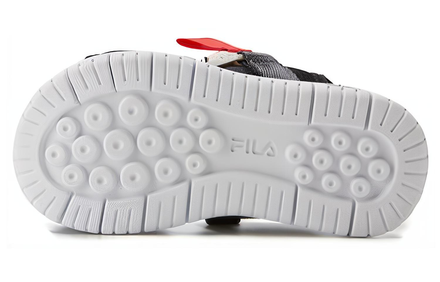 Shop 中童 FILA 斐樂 防滑耐磨兒童涼鞋 黑紅