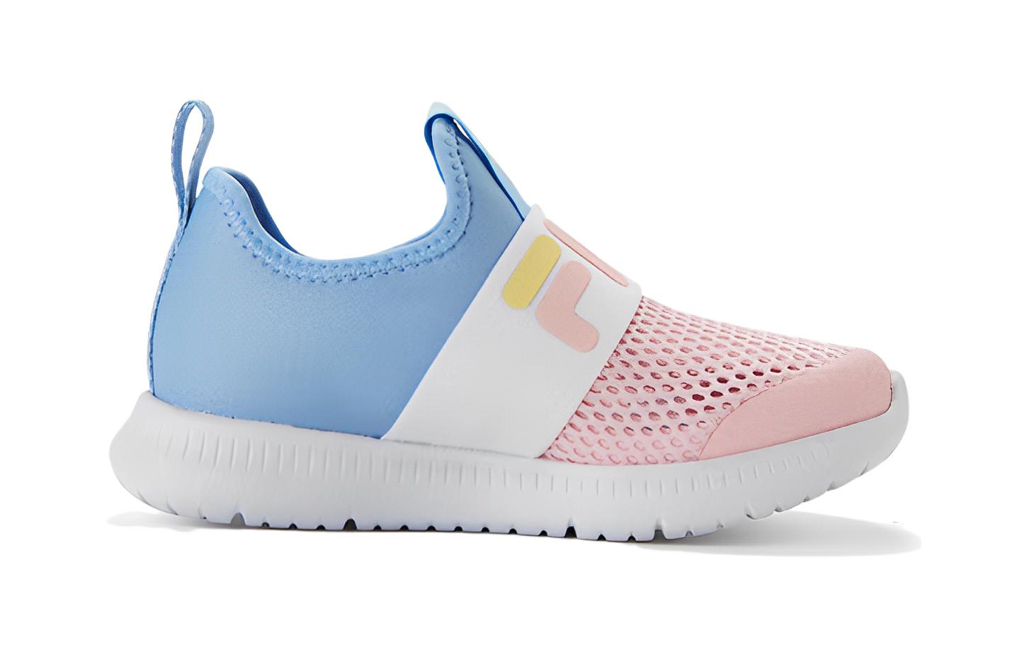 Order 中童 FILA斐樂 耐磨防滑一腳蹬免繫帶運動休閒鞋 粉藍