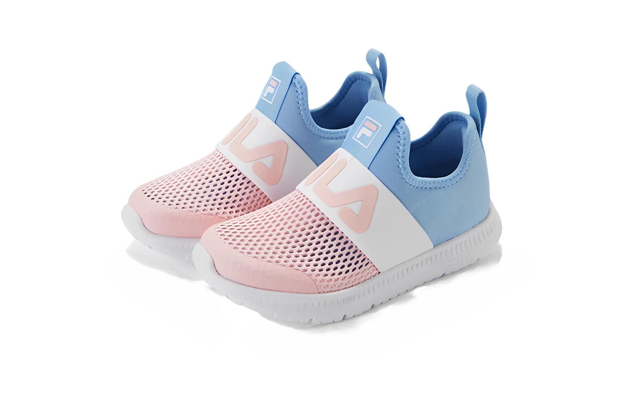 Lookbook 中童 FILA斐樂 耐磨防滑一腳蹬免繫帶運動休閒鞋 粉藍