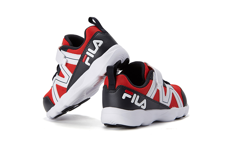 Shop 中童 Fila 斐樂 魔術貼 透氣低幫訓練鞋 紅白黑