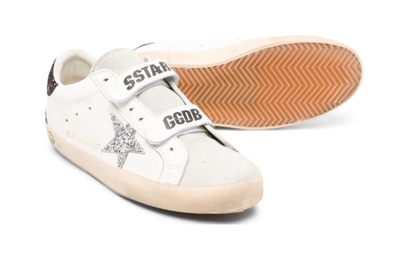 Lookbook 中童 Golden Goose 圓頭平底魔術貼 低幫 兒童板鞋 米白色