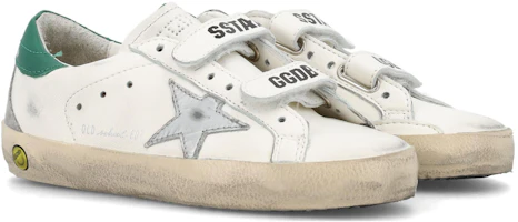 Lookbook 兒童 Golden Goose 皮革 系帶低幫圓頭 時尚板鞋 白綠色
