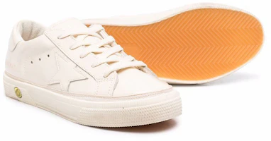 Lookbook 兒童 Golden Goose May Star 皮革 笑臉 時尚板鞋 米白色