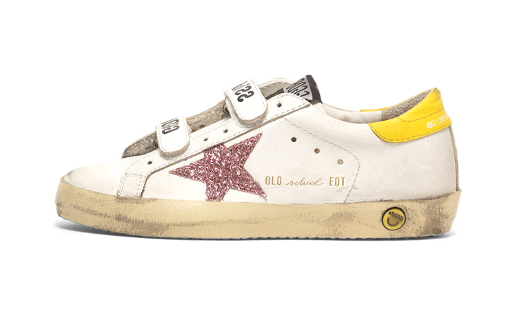 (Preschool) Golden Goose Old School 'Distressed White Yellow' G35KS321.H8