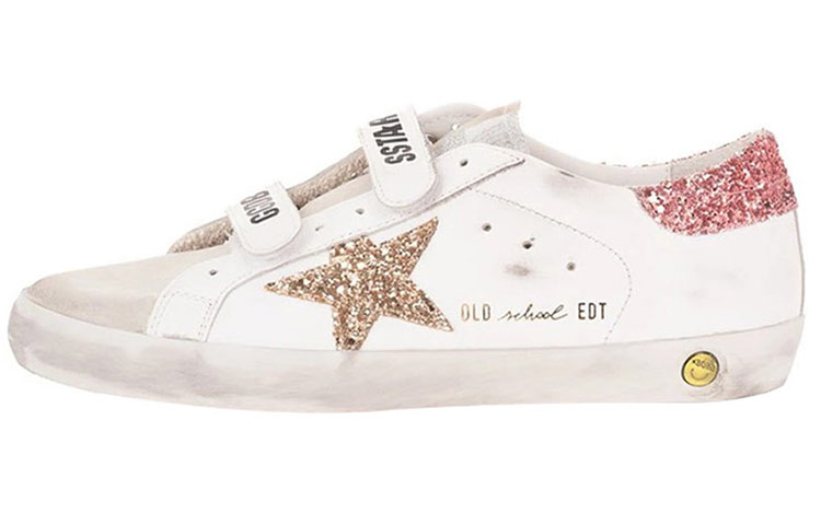 (PS) Golden Goose Superstar White 'Sequin Gold Star Pink Glitter Velcro'