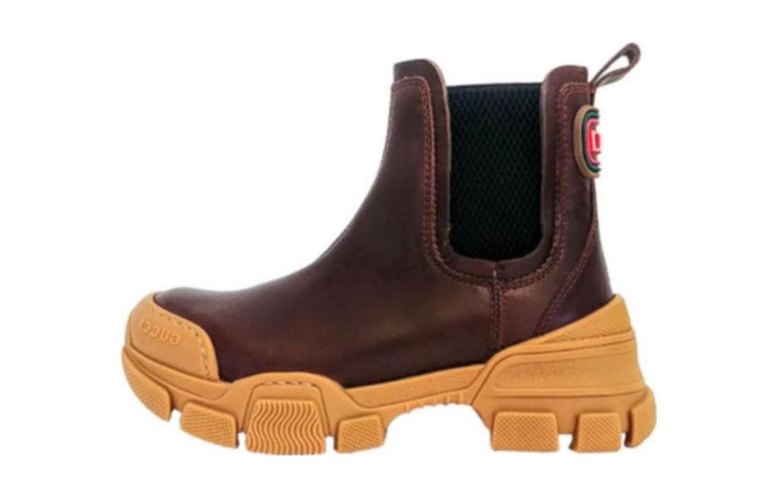 Buy (Preschool) Gucci ' Leather Low-Top Boots 'Brown Comfort Casual' 629739-DTN50-2270