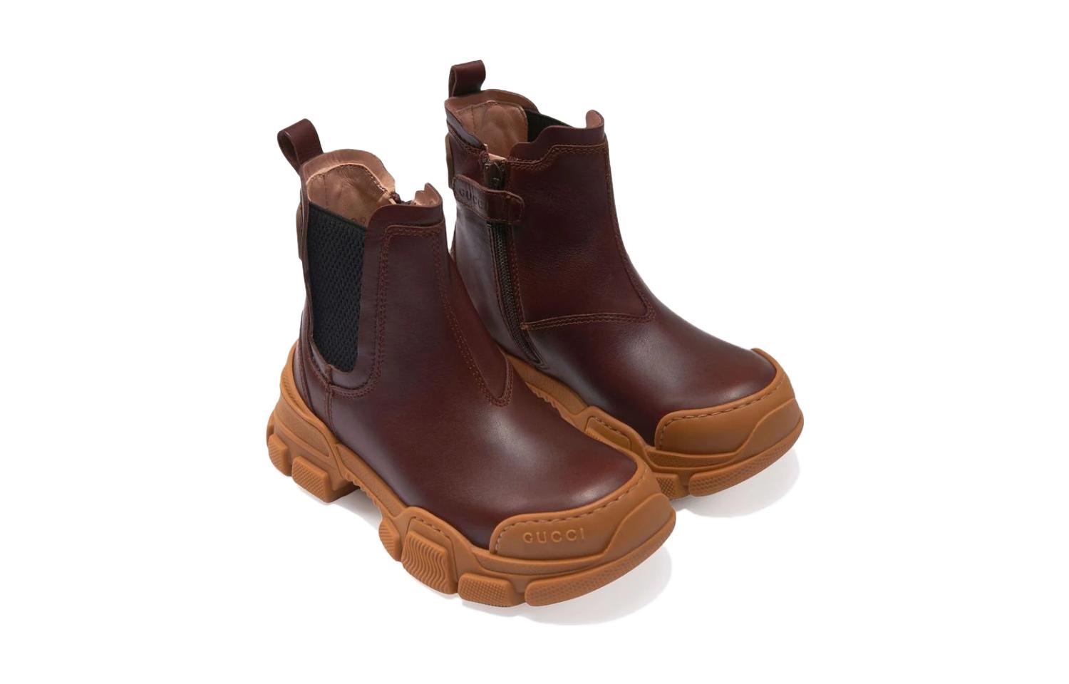 Lookbook (Preschool) Gucci ' Leather Low-Top Boots 'Brown Comfort Casual' 629739-DTN50-2270