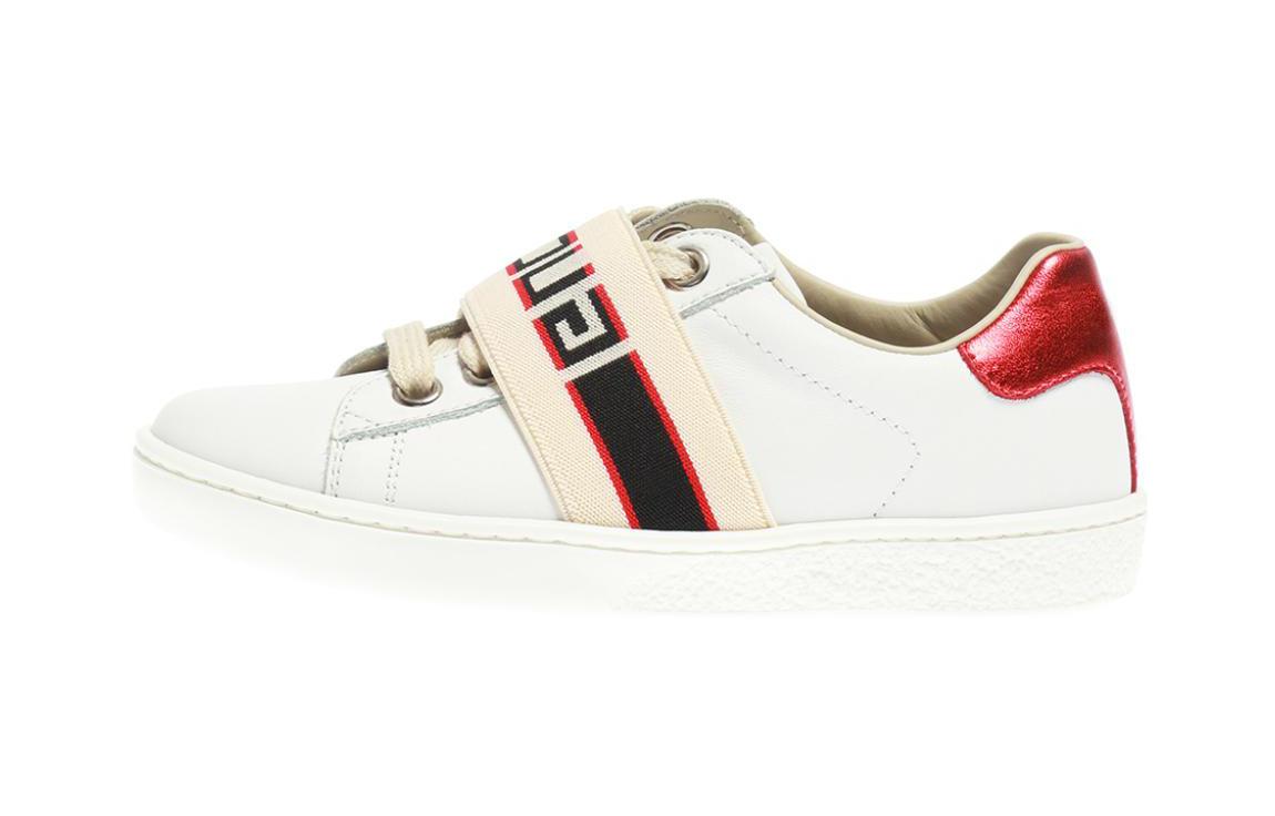(Preschool) Gucci Ace Stripe Leather 'White Red Black' 553053-0IIR0-9065