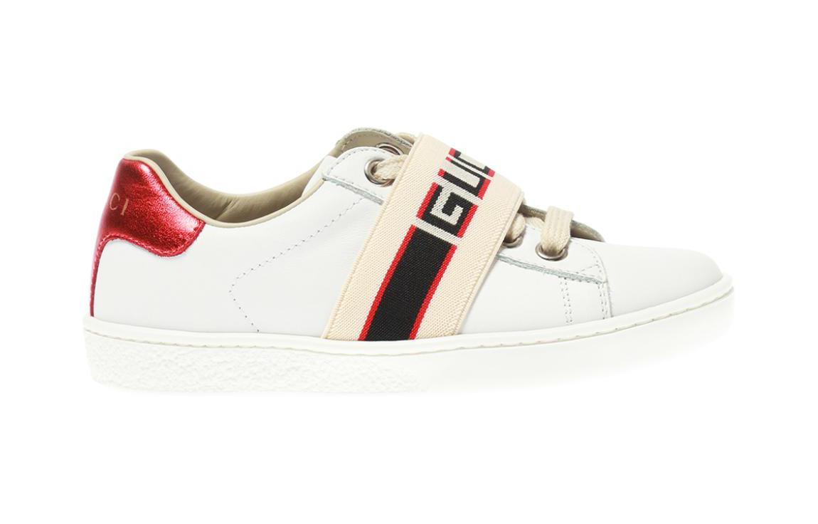 Order (Preschool) Gucci Ace Stripe Leather 'White Red Black' 553053-0IIR0-9065