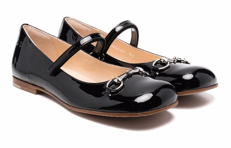 Lookbook (Preschool) Gucci Ballerina Flats 'Black Horsebit Detail' 685447-ALU00-1000