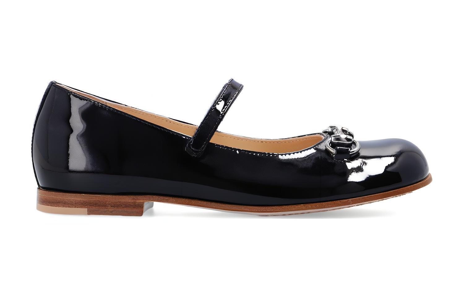 Order (Preschool) Gucci Ballet Flat 'Black Patent Horsebit' 682225-ALU00-1000