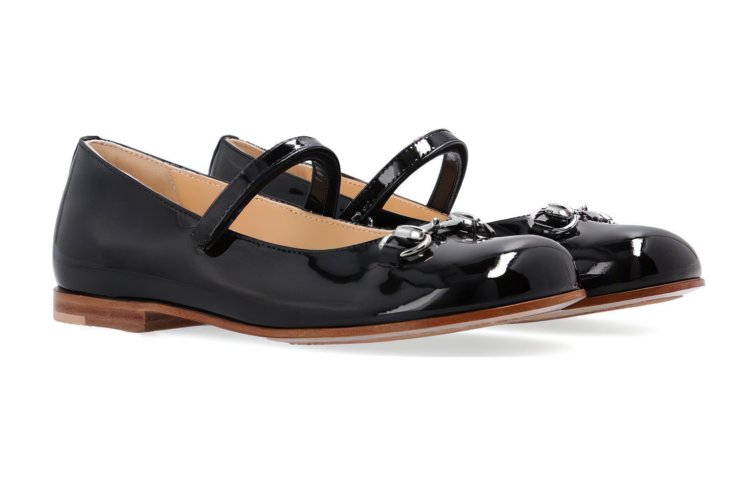 Lookbook (Preschool) Gucci Ballet Flat 'Black Patent Horsebit' 682225-ALU00-1000