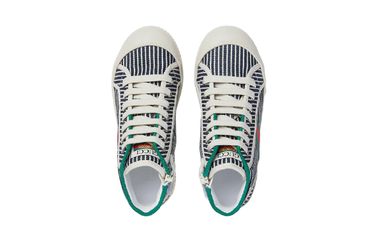 Shop (Preschool) Gucci Canvas Mid-Top Sneaker 'Blue' 750709-FAB5A-4048