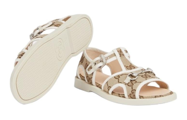 Purchase (Preschool) Gucci Canvas Toe-Open Sandal 'Beige' 772395-HAAFE-1942