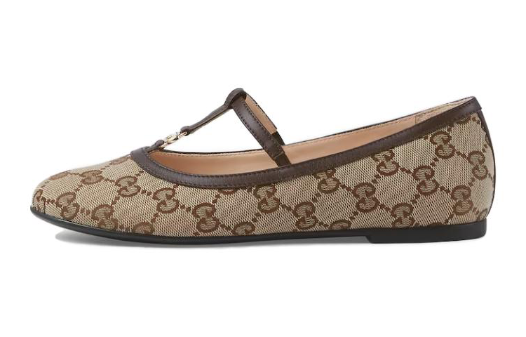 (Preschool) Gucci Double G Canvas Round-Toe Buckle Platform 'Brown' 773659-FACYJ-9754