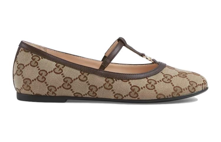 Order (Preschool) Gucci Double G Canvas Round-Toe Buckle Platform 'Brown' 773659-FACYJ-9754