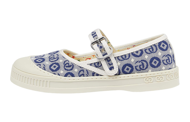 (Preschool) Gucci Flat Buckle Canvas Shoes 'Blue White' 681374-U4G20-4464