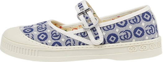 (Preschool) Gucci Flat Buckle Canvas Shoes 'Blue White' 681374-U4G20-4464 (Preschool) Gucci Flat Buckle Canvas Shoes 'Blue White' 681374-U4G20-4464
