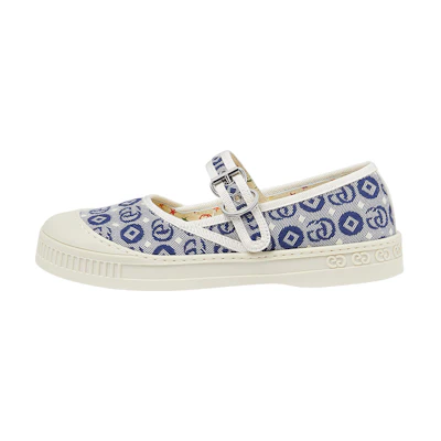 (PS) Gucci Flat Buckle Canvas Shoes 'Blue White'