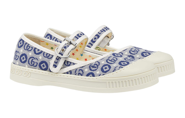 Order (PS) Sepatu Kanvas Gucci Flat Buckle 'Biru Putih' 681374-U4G20-4464