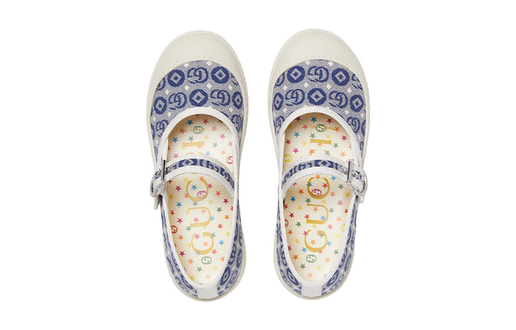 Lookbook (PS) Sepatu Kanvas Gucci Flat Buckle 'Biru Putih' 681374-U4G20-4464