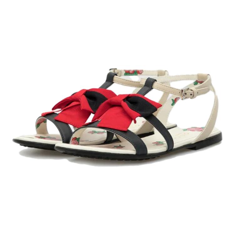 Lookbook (Preschool) Gucci Flat Buckle Sandal 'Black Red' 553070-0IIV0-4084