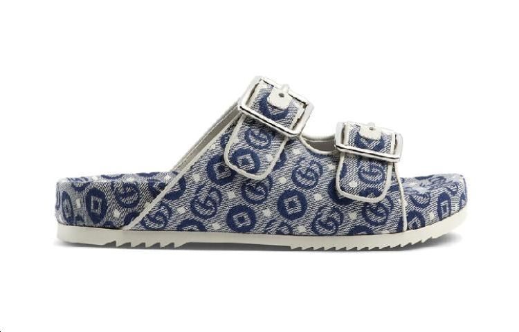 Order (PS) Gucci GG Jacquard Stoffen Slide ''Blauw'' 685117-FAA9G-4443
